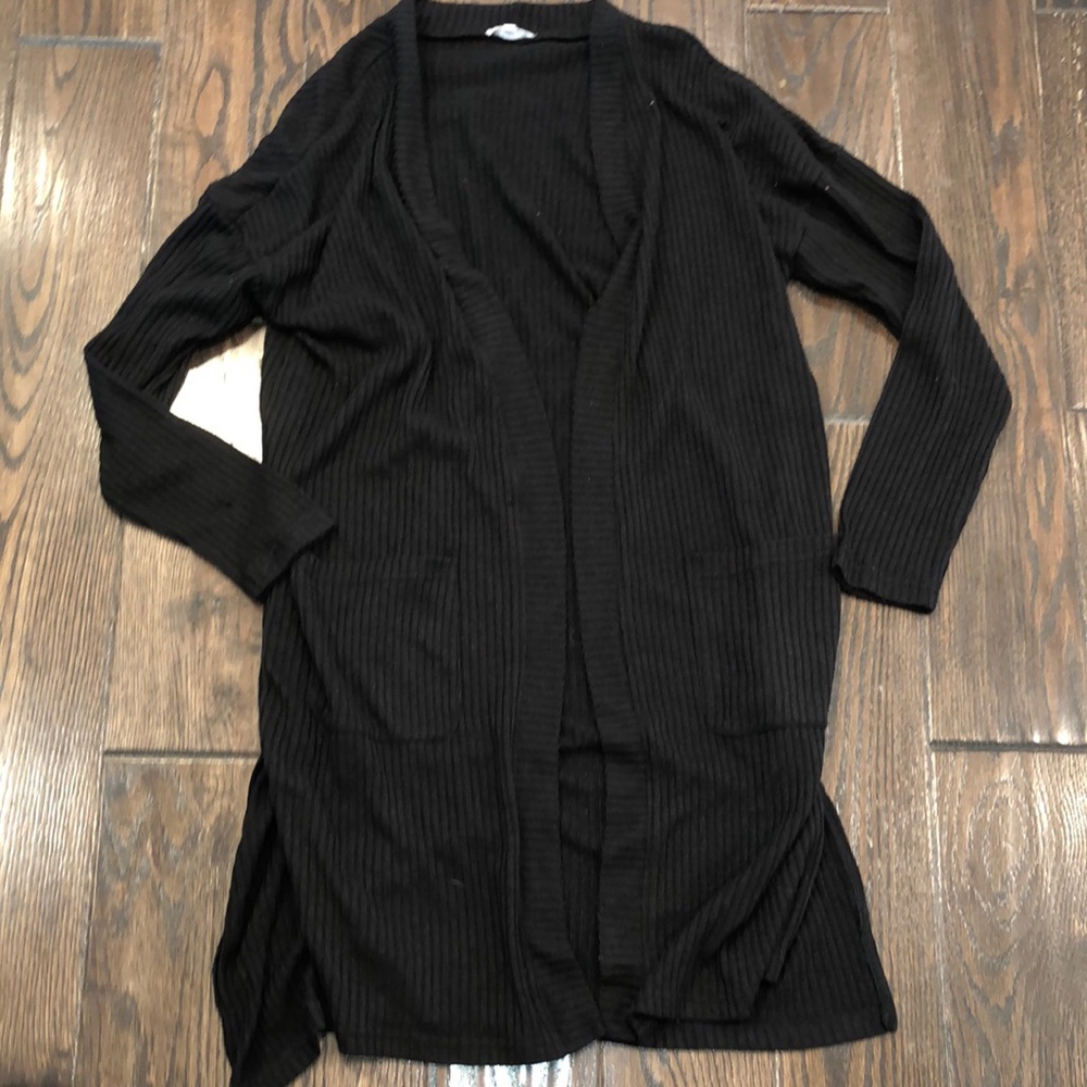 Jodifl black knit sweater cardigan with pockets size small